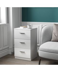 Space-saving Night Chest with 3 Drawers and Handles for Bedroom