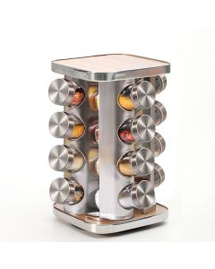 Spice Rack Organizer with 20 Empty Spice Jars for Countertop and Cabinet - Square Shape 20 Jars