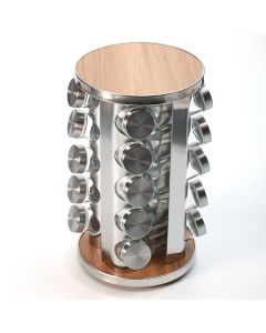 Spice Rack Organizer with 20 Empty Spice Jars for Countertop and Cabinet - Round Shape 20 Jars