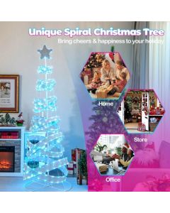 210 cm Outdoor Spiral Pre-lit Christmas Tree with Collapsible Color Lights