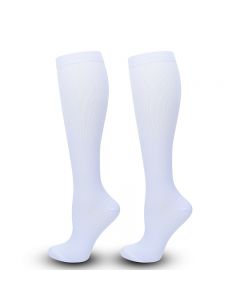 Unisex Anti-Fatigue Sport Compression Socks Varicose Vein Stocking One Pair - White L/XL