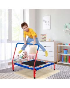 Costway Square Toddler Trampoline with Foam Covered Handle for Kids of 3-7