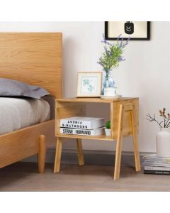 Set of 2 Stackable Bedside Table with Open Storage Compartment