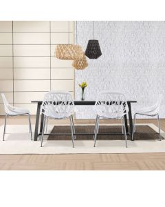 Set of 6 Modern Stackable Dining Chairs with Steel Frame