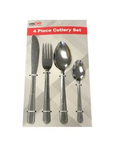 Stainless Steel Cutlery Set of 4 Utensils Set with Fork Knife and Spoons - Silver