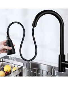 Stainless Steel Kitchen Taps Sink Mixer Pull Out Spray Tap Single Faucet - Black