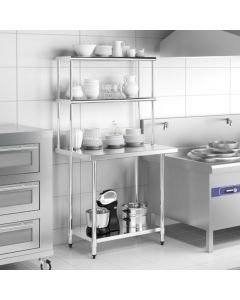 36 Inch Stainless Steel Overshelf with Adjustable Lower Shelf and Work Table