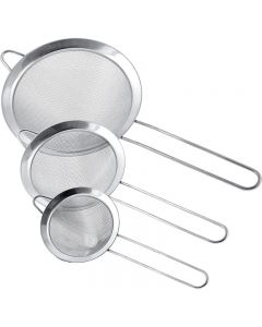 Set of 3 Stainless Steel Sieve Fine Mesh Tea Strainer with Strong All Purpose Colander