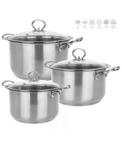 Professional Stainless Steel Stock Pot Set 3pc Quartz 26-28-30cm