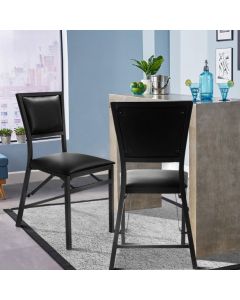 Steel Folding Chair Set of 2 with High Backrest and Steel Frame
