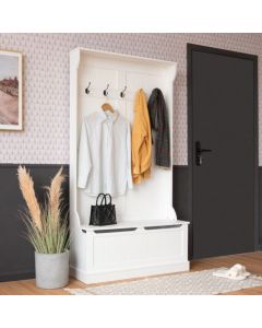 3-in-1 Hall Tree Storage Bench and Coat Rack with 5 Hooks and Cabinet