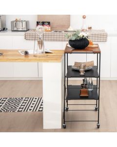 Storage Cart with Adjustable Shelves Foldable Frame and Lockable Casters