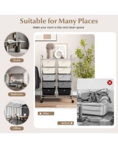 Storage Rolling Cart with 10-Drawer for Tools Scrapbook Paper Organising