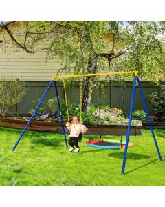 2 Pieces Strap Swing Seat and Saucer Tree Swing Set