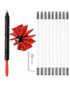 Flexible Chimney Sweep Set Flue Sweeping Brush and Rod Kit Soot Cleaning Rods