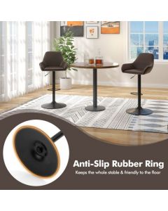 PU Leather 360° Swivel Adjustable Bar Stool with Armrest
