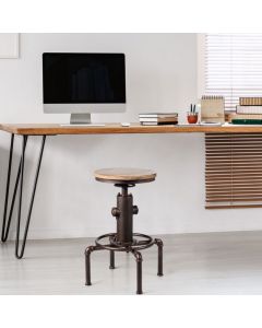 Industrial 360° Swivel Bar Stool with Footrest Adjustable Height