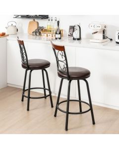 Swivel Bar Stool Set of 2 with Adjustable Height Cozy Seat and Backrest