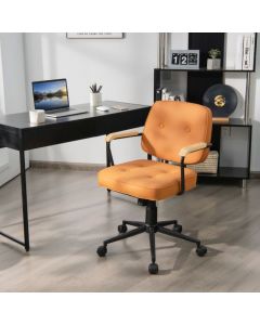 Height Adjustable Rocking Swivel PU Leather Office Chair with Armrests