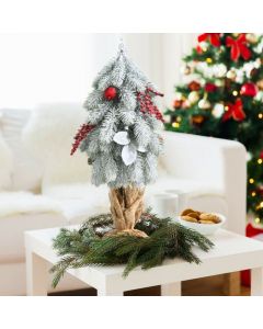 Costway Tabletop Christmas Tree Pre-Decorated with Red Apples and Berries