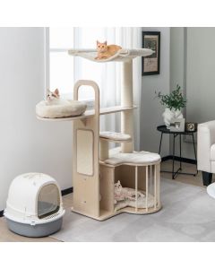 Tall Cat Tree with Hammock Condo and Sisal Scratching Posts