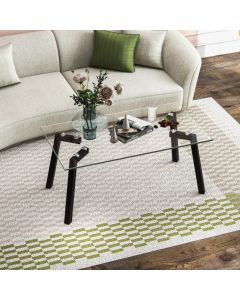 Tempered Glass Coffee Table with Metal Legs for Home Office