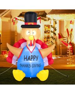 Thanksgiving Inflatable Turkey with LED Lights and Built-in Fan