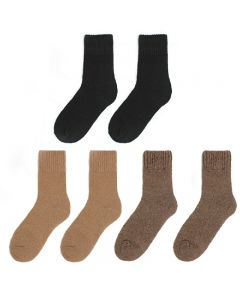 3 Pairs Extreme Thermal Socks Warm and Thick Fleece Lining Socks - Black + Khaki + Camel