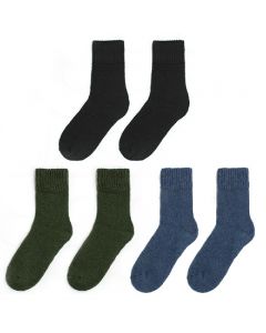 3 Pairs Extreme Thermal Socks Warm and Thick Fleece Lining Socks - Black + Army Green + Dark Blue