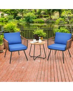 3 Piece Rattan Furniture Set with Coffee Table