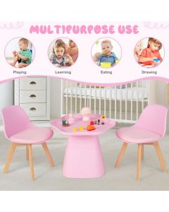 Toddler Activity Play Table with Backrest Padded Seat and Concave Tabletop