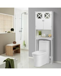 2-Door Over The Toilet Bathroom Storage Cabinet with Adjustable Shelf