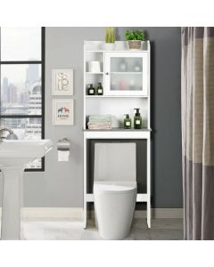Over-The-Toilet Cabinet with Open Shelves and Door