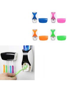 Automatic Hands Free Toothpaste Squeezing Device and Toothbrush Holder Set - Random Colour