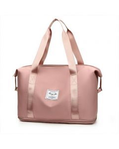 Gym Bag with Expandable Space Duffel Bag Dry Wet Separated Tote Bag for Travel and Sports - Pink