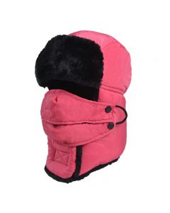 Unisex Winter Trooper Trapper Bomber Hat with Ear Flap Keeping Warm for Skating Skiing Outdoor Activities - Hot Pink