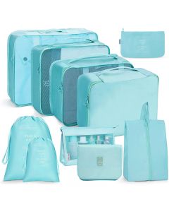 10 PCS Travel Packing Cubes Suitcase Bag Multifunction Luggage Packing Organizers - Blue