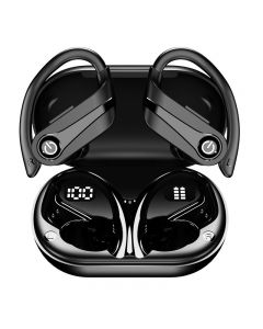 Q63-3 TWS Bluetooth 5.3 Digital Display Touch Ear Hook Earphone - Black