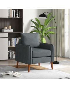 Upholstered Accent Chair with Removable Cushions and Rubber Wood Legs