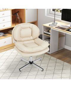 Armless Office Chair with Double Padded Back and Criss Cross Metal Base