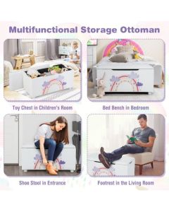 Upholstered Kids Toy Storage Box for Bedroom Nursery Playroom