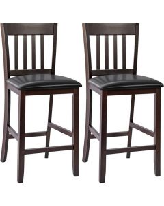 2 Pcs Upholstered Seat Counter Height Bar Stool with Footrest and Backrest