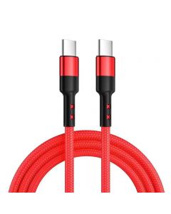 1m Length Nylon Braided USB-C Charging Cable - Red