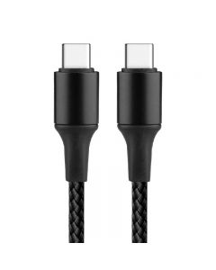 USB C to USB C Nylon Braided Charging Cable - Black