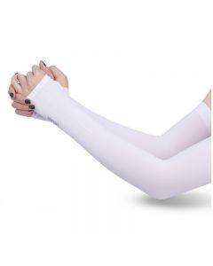 1 Pair Cooling Arm Sleeves Unisex UV Sun Protection Hands Arms Cover for Outdoor Activities - White