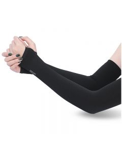 1 Pair Cooling Arm Sleeves Unisex UV Sun Protection Hands Arms Cover for Outdoor Activities - Black