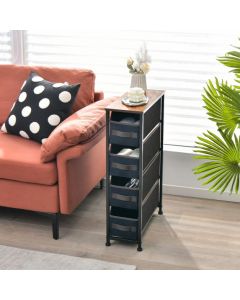 Vertical Narrow Dresser with 4 Removable Fabric Drawers