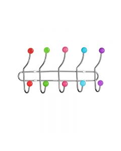 10 Hook Wall Hanger Clothes Hook Rack Chrome Storage Rack with 10 Assorted Dots Hanger