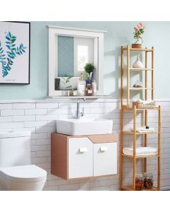 Modern Wall-mounted Rectangular Bathroom Mirror with Storage Shelf