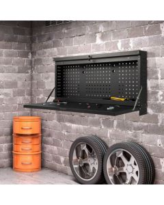 Wall-mounted Folding Workbench with Pegboard